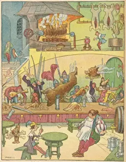 Print of a Vegetarian Surrounded by Carnivores