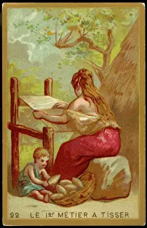 Industrial Revolution History Prints: First Weaving-Loom