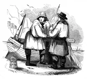 Fishing Village Life Prints: Fishermen on the Beach
