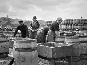 Four Fishery Workers Quayside Print, circa 1920s