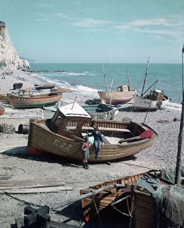 Fishing boats on the shingle beach at Beer, East Devon Fishing boats on the shingle beach at Beer, East Devon