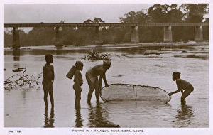 Fishing in a river, Sierra Leone, West Africa Fishing in a river, Sierra Leone, West Africa