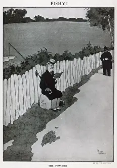 Heath Robinson Prints: The Poacher by W. Heath Robinson: A Colour Print of Fishy