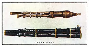 Flageolets - 1929 Print of Two Antique Flutes