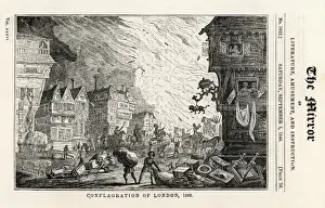 Flames Panic 1666 Print: Citizens Fleeing London Inferno