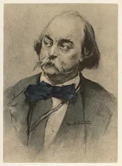 Prints of French novelist Gustave Flaubert wearing a large blue bowtie Gustave Flaubert Prints: Gustave Flaubert in Large Blue Bowtie Print