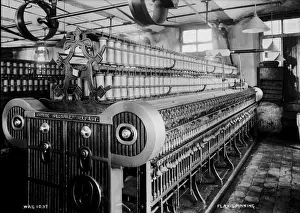 Antique Textile Machinery Prints: Flax Spinning