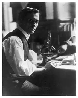 SIR ALEXANDER FLEMING Print - Desk Scene with Microscope