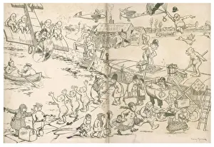 Flight Cartoon Print - Pixies with Aircraft