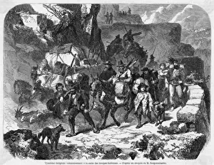 Flight in Tyrol Print: Austrian Inhabitants Fleeing with Possessions