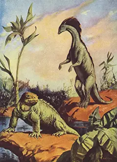 Space Exploration History Prints: Flights into the Future - dinosaurs on Venus?