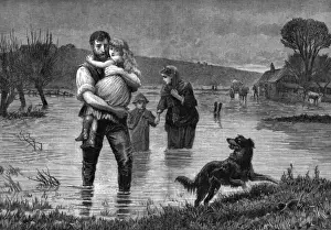 Flooded Out: A Rural Family in Floodwaters Print, 1880