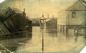 Prints of Flooded Street, Winsford, Chester, Cheshire, England. Date: 1890 Chester Prints: Flooded Street, Winsford, Cheshire Print 1890