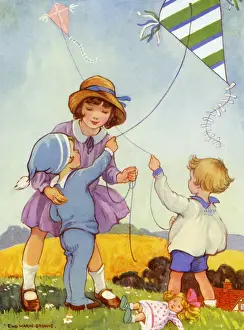 Flying Kites Print circa 1922