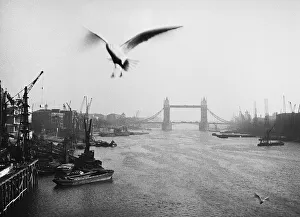 Fog on the River Thames near Tower Bridge, London Fog on the River Thames near Tower Bridge, London
