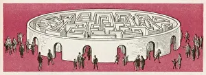 Print of Mazes a Labyrinth from Mary Evans' Folklore