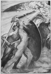 Folklore And Myth Prints: Beowulf Fights the Dragon Print