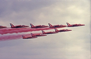 Folland Gnat RAF Red Arrows formation red smoke Folland Gnat RAF Red Arrows formation red smoke