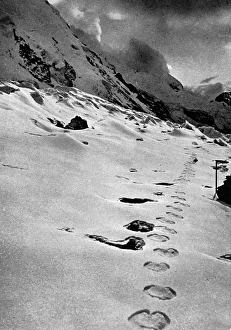 Footprints of a mysterious creature in the Himalayan mountai Footprints of a mysterious creature in the Himalayan mountai