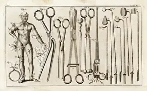 Medical Equipment History Prints: Forceps and Bandages