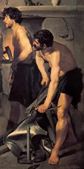 Historical Spanish Art Prints: The Forge of Vulcan, Right detail
