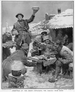 Fortunino Matania Prints: Christmas at the Front: Unpacking a Holiday Print
