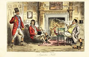 Fox hunters relaxing before a fire in a grand mansion Fox hunters relaxing before a fire in a grand mansion