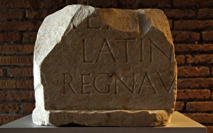 Fragment of statues base with inscription of Aeneas. 2nd ce Fragment of statues base with inscription of Aeneas. 2nd ce