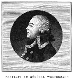 Prints of FRANCOIS-JOSEPH WESTERMANN unscrupulous soldier and thief, who acted without pity to suppress the Vendee resistance, but was guillotined along with Danton. Date: 1751 - 1794 Vendee Prints: Francois-Joseph Westermann Print - 1751-1794
