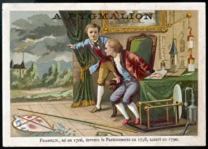 Historical Science Inventions Prints: Franklin & Lighting 1758