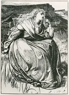 Frederick Sandys Print of Victorian Damsel, If (1925)