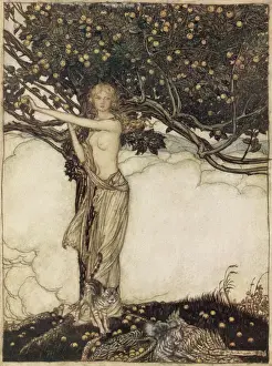 Freia Print: Goddess Standing Under a Tree