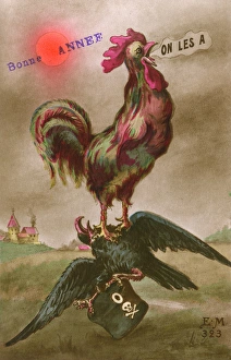 French Cockerel proudly defeating the German Black Eagle French Cockerel proudly defeating the German Black Eagle