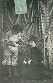 Early 20th Century French Couple Seduction Print