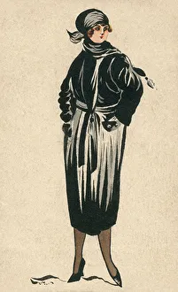 French Fashions - hand drawn/painted postcard French Fashions - hand drawn/painted postcard