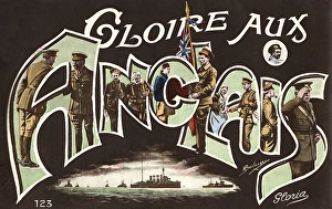 French postcard praising the English - WWI French postcard praising the English - WWI