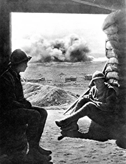 French soldiers taking cover from artillery fire inside a ca French soldiers taking cover from artillery fire inside a ca