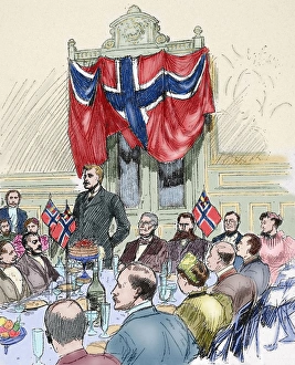 Fridtjof Nansen (1861-1930). Norwegian scientist. Banquet in Fridtjof Nansen (1861-1930). Norwegian scientist. Banquet in