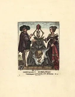 Frontispiece with skull, hourglass and sacred heart Frontispiece with skull, hourglass and sacred heart