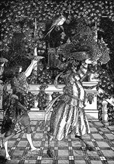 Prints of The Fruit Bearers from Aubrey Beardsleys unfinished novel, Under the Hill. Date: C.1895 Aubrey Beardsley Prints: Aubrey Beardsley's The Fruit Bearers Print, C.1895