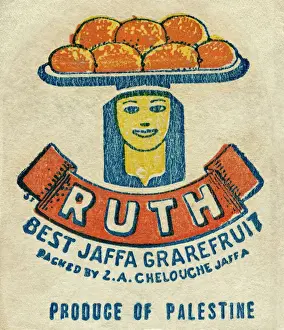 20th Century Print: Smiling Woman with Fruit Tray, Palestine