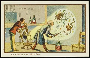Scientist In Lab Prints: Futuristic study of microbes