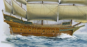 Galleon. Illustration by Lluis Bargallatercolour Galleon. Illustration by Lluis Bargallatercolour