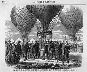 19th Century Politics Prints: Gambetta in Balloon