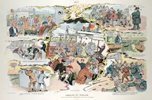 Puck Magazine Cartoons Prints: Gambling by wireless
