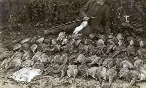 A gamekeeper and the bag of a days shooting A gamekeeper and the bag of a days shooting