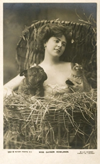 Gaynor Rowlands, performer, with cat and dog Gaynor Rowlands, performer, with cat and dog