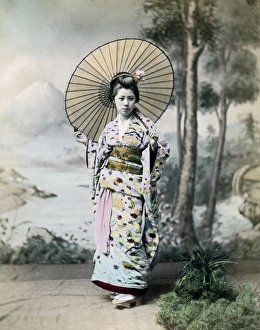 Geisha with parasol, Japan, circa 1880s Geisha with parasol, Japan, circa 1880s