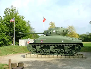 General Patton's HQ with Sherman tank Nehou Normandy General Patton's HQ with Sherman tank Nehou Normandy