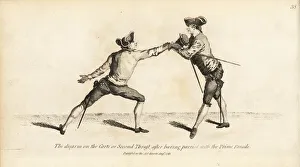 Gentleman fencer disarming his opponent on the Carte Thrust Gentleman fencer disarming his opponent on the Carte Thrust